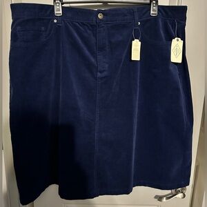 St. John’s Bay Size 24W Navy Blue Corduroy Skirt NWT